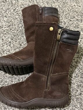 Clarks Kids Dark Brown Suede Mid-Calf Zip Boots